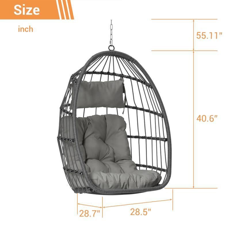 PE Rattan Egg Hanging Chair with Cushion