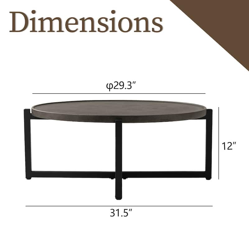 COSIEST Outdoor Round Lightweight Concrete Coffee Table Side Table