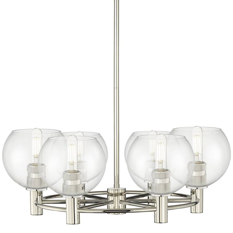Innovations Lighting 434-6CR-8-26 Crown Point Chandelier Crown Point 6 - Polished Nickel / Clear