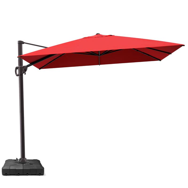 9 x 11 ft Patio Cantilever Offset Umbrella 360-degree Rotation with Base