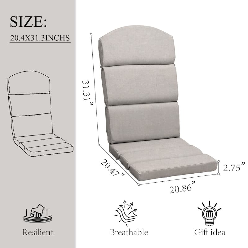 Aoodor Patio Chair Cushion Set of 2 - High-Back Adirondack Patio Cushions with Ties