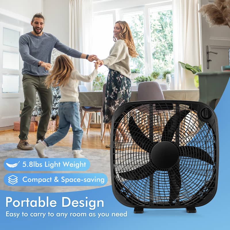 20'' Box Fan - 21'' x 7'' x 21.5''