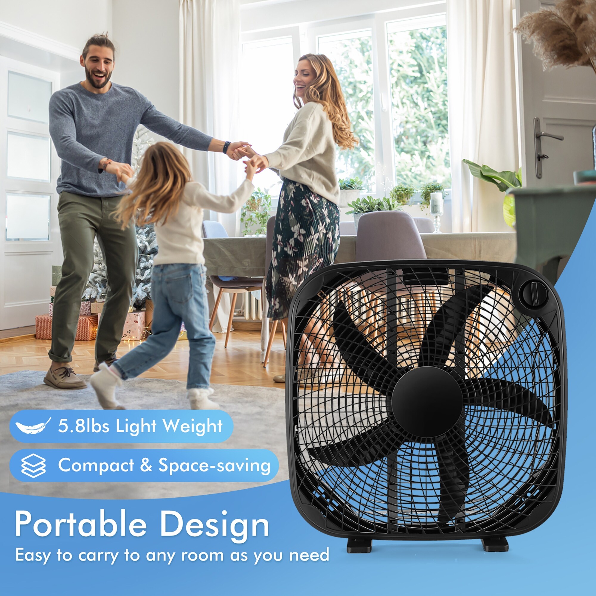 20'' Box Fan - 21'' x 7'' x 21.5'' - On Sale - Bed Bath