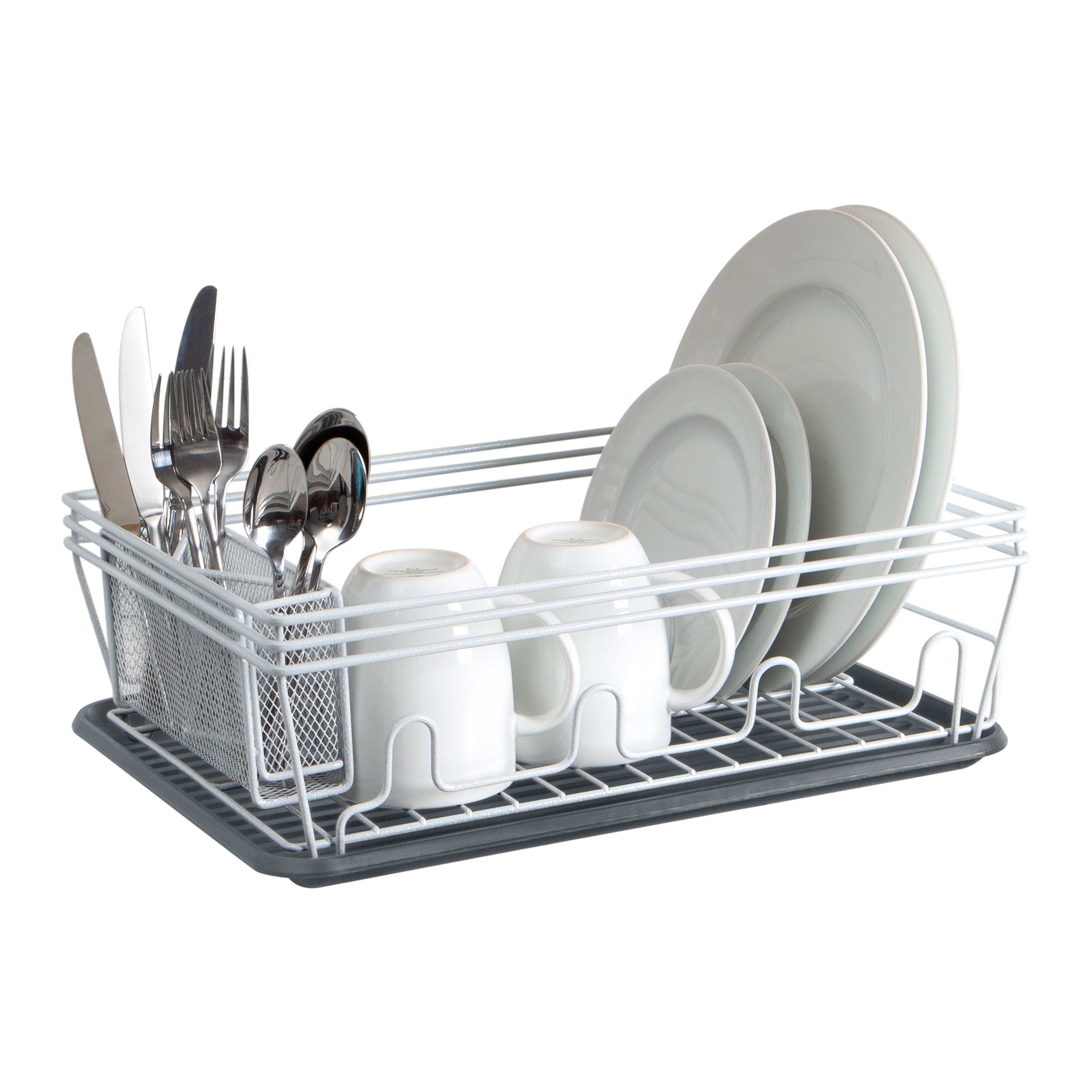 Grey Dish Rack with Cutlery Holder – Thyme&Table