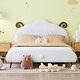 preview thumbnail 46 of 54, Upholstered Bed with Cute Shape Headboard Design Platform Bed for Toddler Kids Boys Girls Children Bed Wood Slat Support Bed
