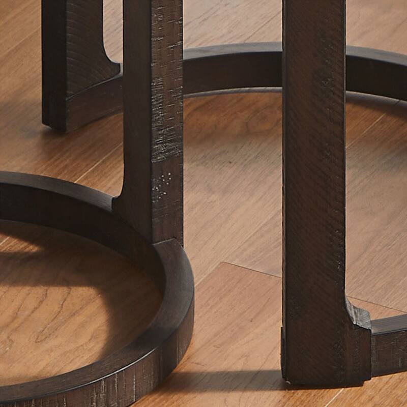 24 inch 2PCS Curved Traditional Round Circle Wooden Coffee Table Set