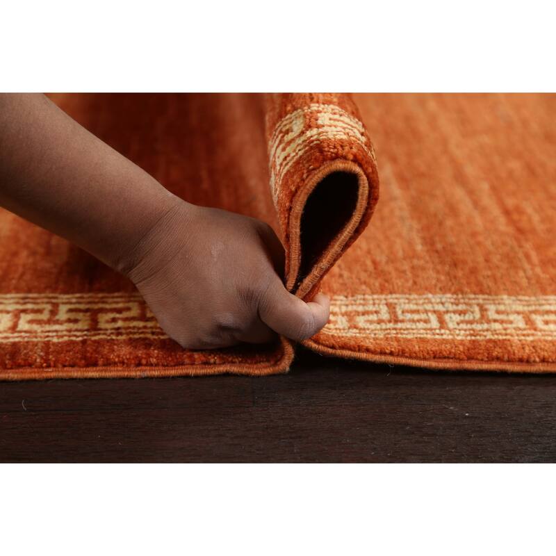 Orange Bordered Oriental Gabbeh Kashkoli Wool Runner Rug Hand-knotted - 2'8" x 8'11"