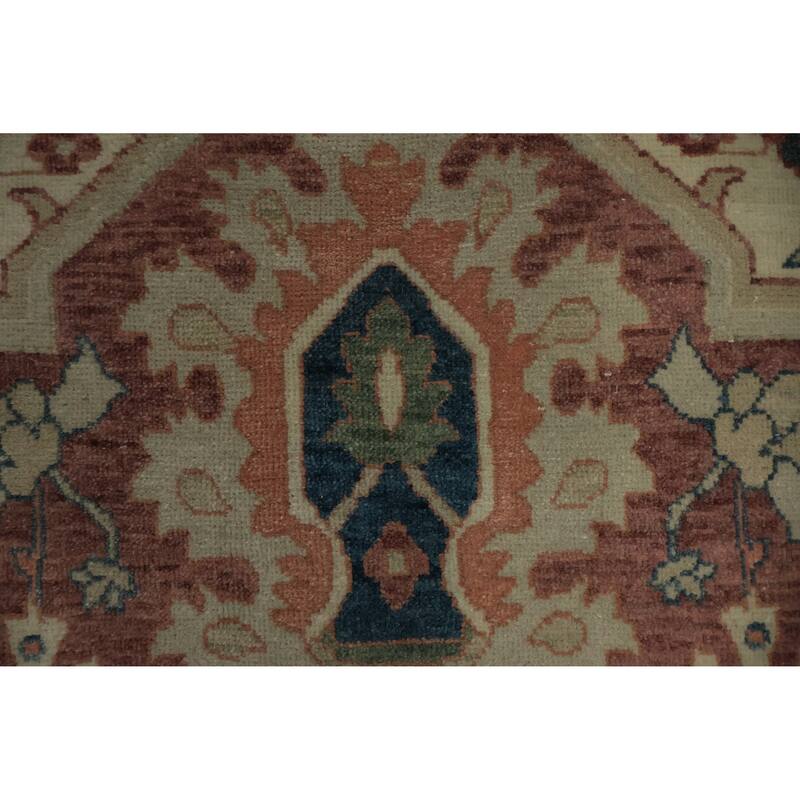 Hand Knotted Oriental 100% Wool Carpet Transitional Floral Pink Oushak Area Rug - 11' 6'' X 8' 11''
