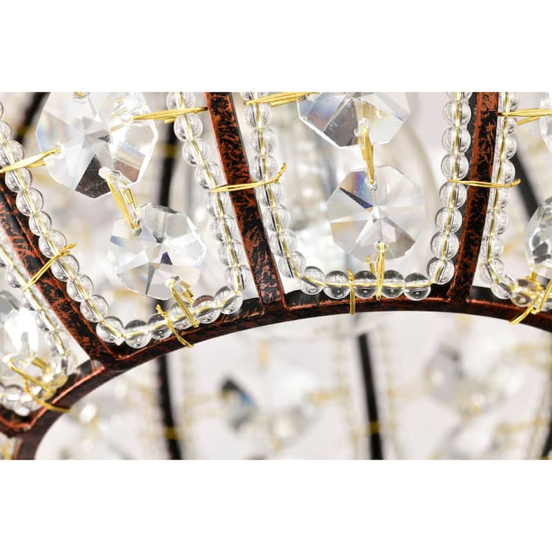 Thyri Caged Globe Semi-Flushmount Celing Lamp with Crystal Ornaments Antique Copper - Antique-Copper