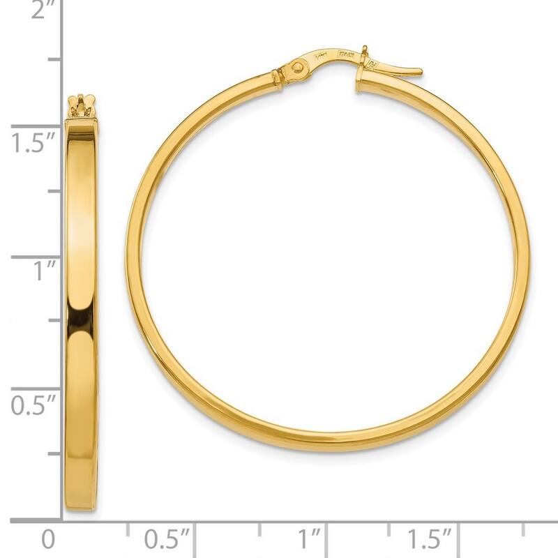 Curata 14k Yellow Gold Polished 39x3mm Flat Polished Hoop Earrings