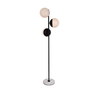 3-Light Floor Lamp with Frosted White Glass