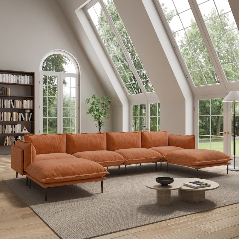 Living Room Furniture Velvet Sectional Sofa U-shaped Modular Sofa Deep Seat Upholstered Cloud Couch