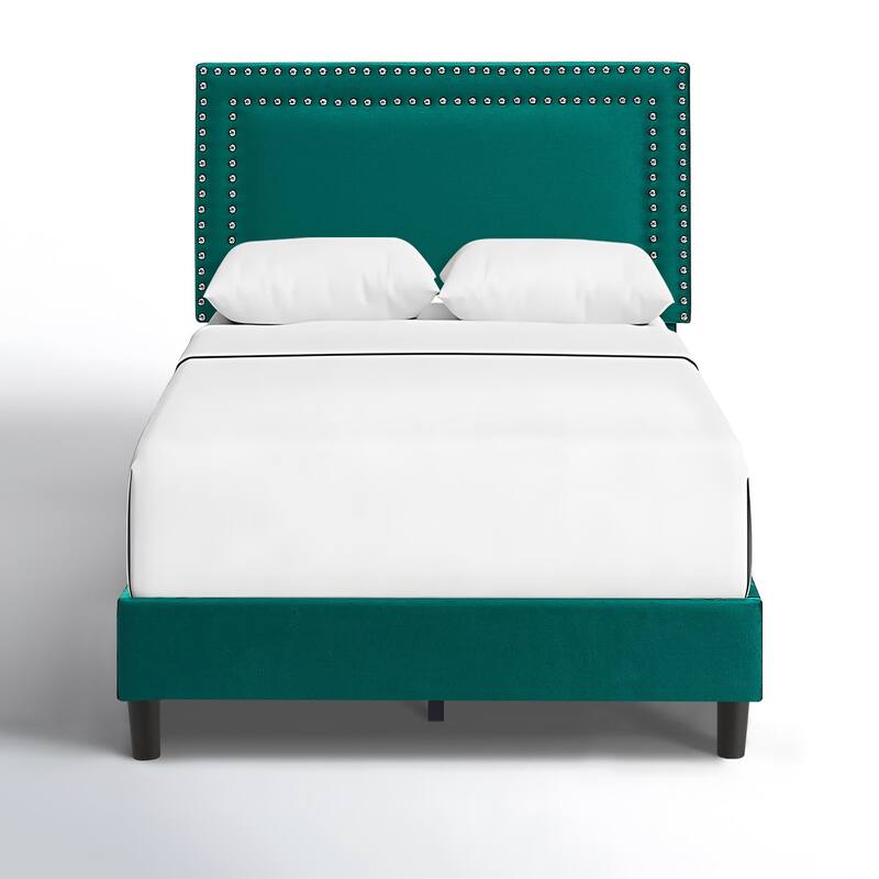 VECELO Upholstered Bed Frames with Height Adjustable Headboard
