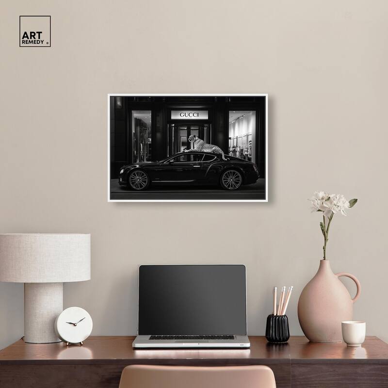 Cheetah and Sports Car Store Canvas by Art Remedy