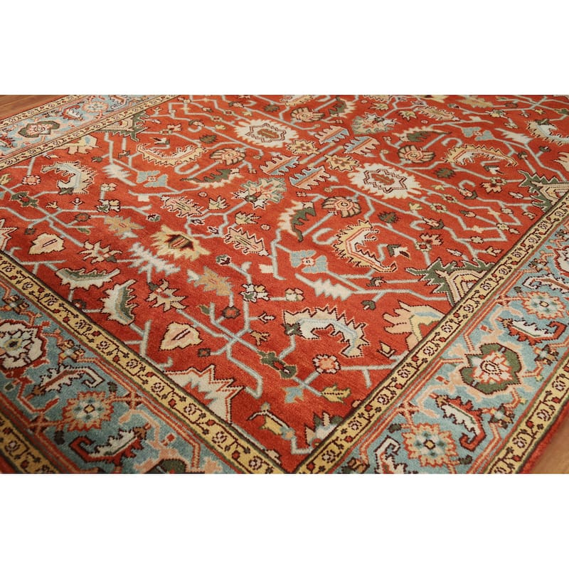 Hand Knotted Oriental 100% Wool Carpet Transitional All-Over Oranges & Rust Oushak Area Rug - 10' 2'' X 8' 1''
