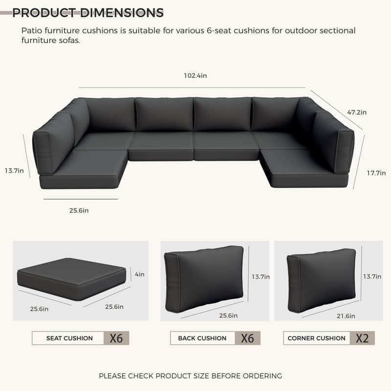 14 Piece Outdoor Furniture Replacement Cushions,Patio Seat Cushions