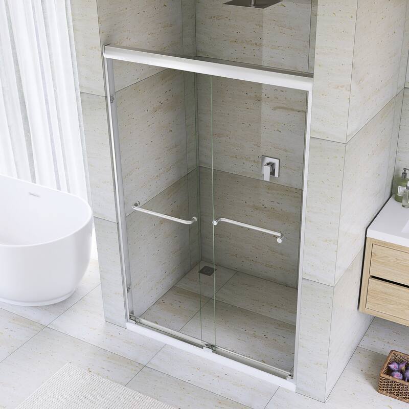 Double Sliding Framed Shower Door in Matte Black Finish