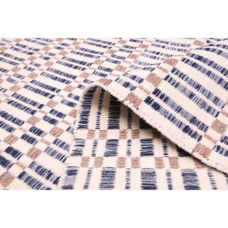 ECARPETGALLERY Flat-Weave Nevada Navy Wool Kilim - 5'3 x 7'6