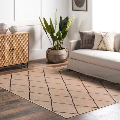 Nuloom Billy SpinClean Diamond Easy-Jute Machine Washable Area Rug