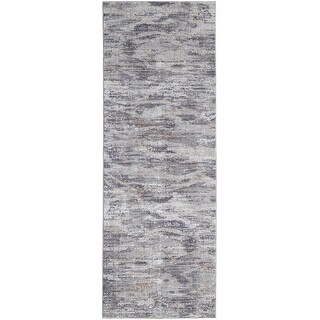 HomeRoots 8' Taupe Tan And Orange Abstract Power Loom Distressed Stain ...