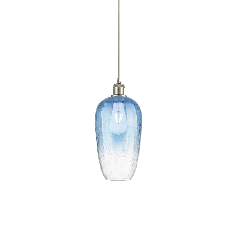 Innovations Lighting 516-1P-15-7 Brookhaven Flute Pendant Brookhaven - Brushed Satin Nickel / Sapphire Blue