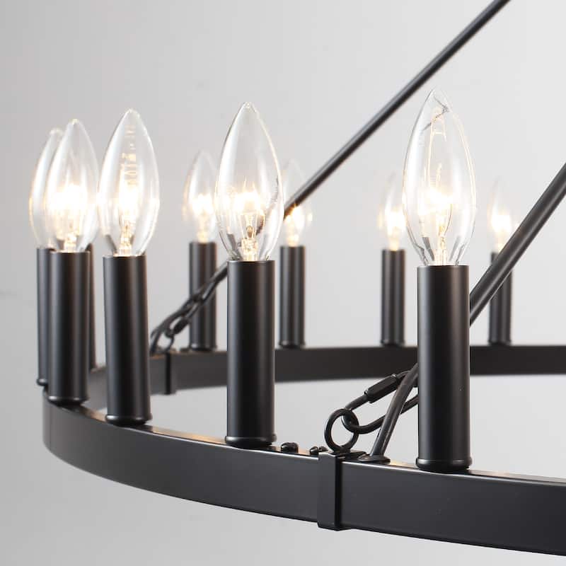 36-Light 47 in. Large Modern Farmhouse Candle Wagon Wheel Chandelier for Living Room
