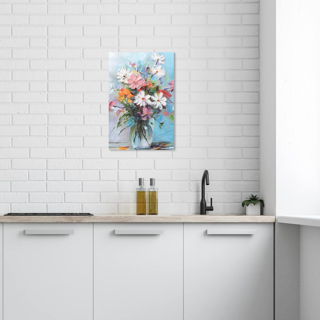 Wynwood Studio Canvas Floral and Botanical Romantic Bouquet II Blue and Light Blue Traditional Wall Art Canvas Print