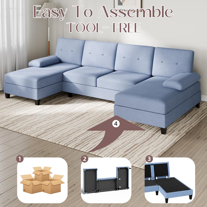 106'' Sectional Sofa with Thick Cushions for Living Room