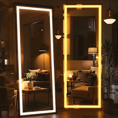 71x24 Inch Full Length Mirror with Lights,Full Body Dressing Standing, Hanging Mounted Mirror for Living Room Bedroom Cloakroom