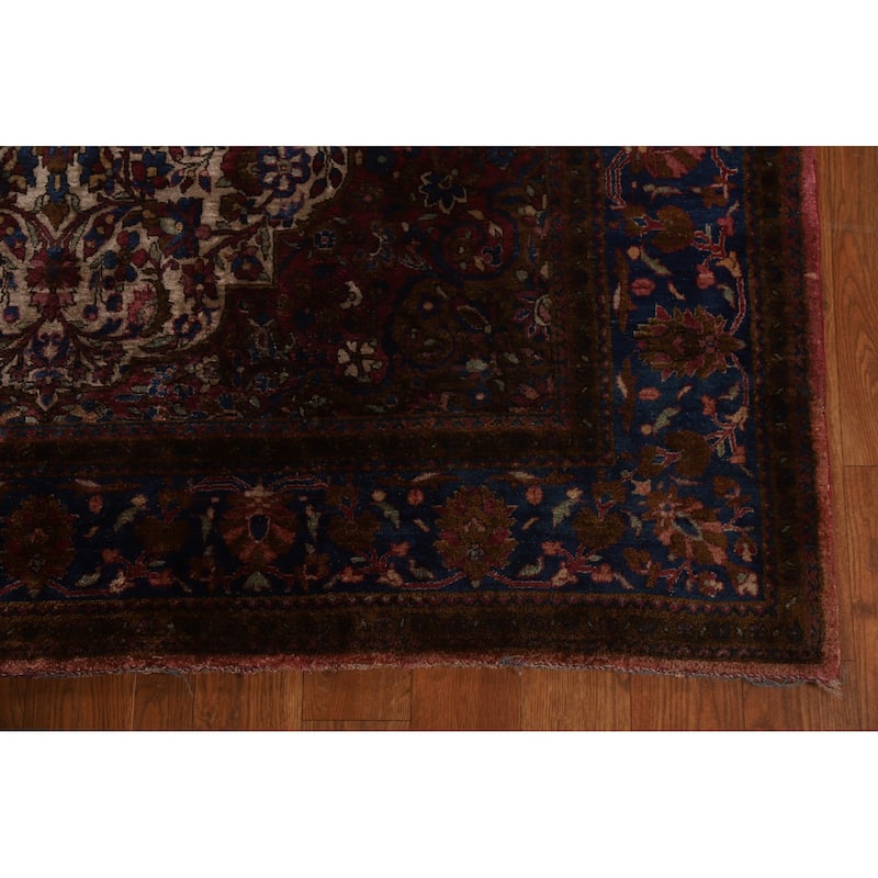 Silk Pre-1900 Antique Kashan Mohtasham Persian Area Rug Hand-knotted - 4'1" x 6'10"