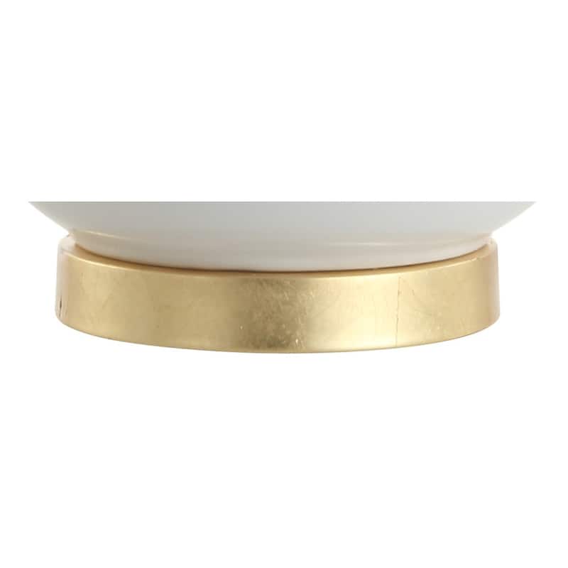 School 27" Ceramic/Metal LED Table Lamp, White/Gold Leaf by JONATHAN Y