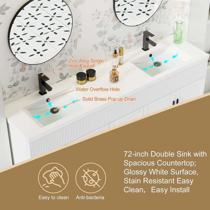 Wavy Line 30"/36"/48" Bathroom Vanity Set with Sink & Faucet