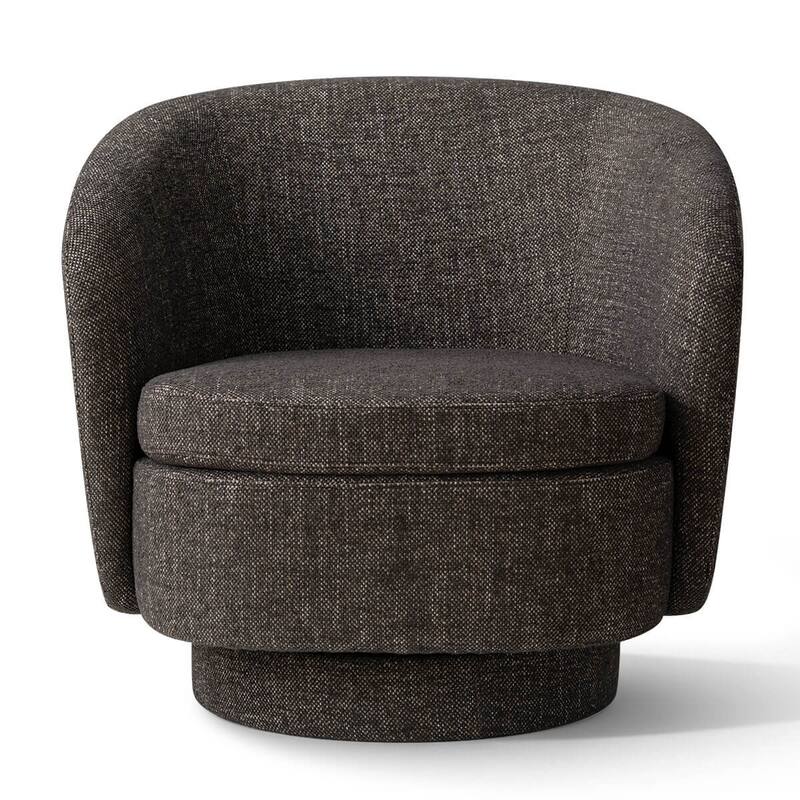 Modern Linen Swivel Barrel Accent Chair Single