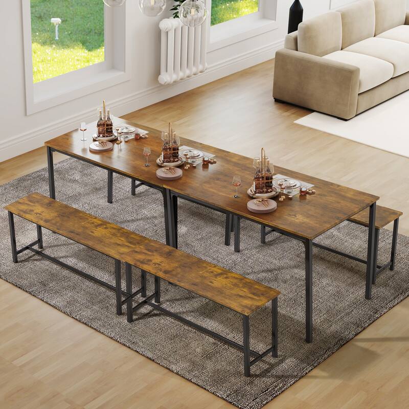 Space-Saving Dining Table Set,Ideal for Small Spaces - Featuring a Stylish Faux Marble or Wood Grain Table with Modern Chairs