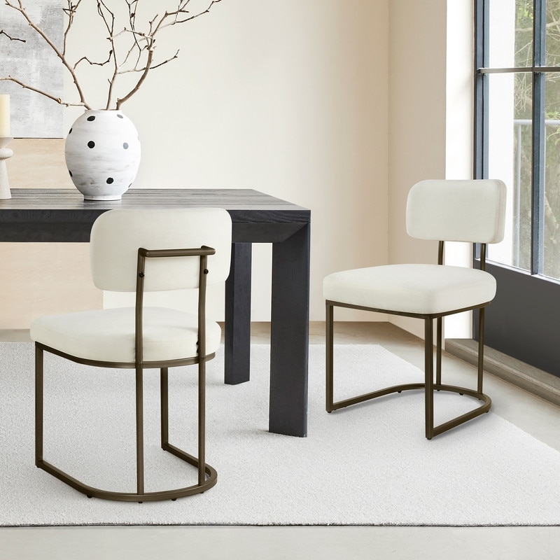 Spruce & Spring Arthur Dining Chair Set with Brass or Black Frame