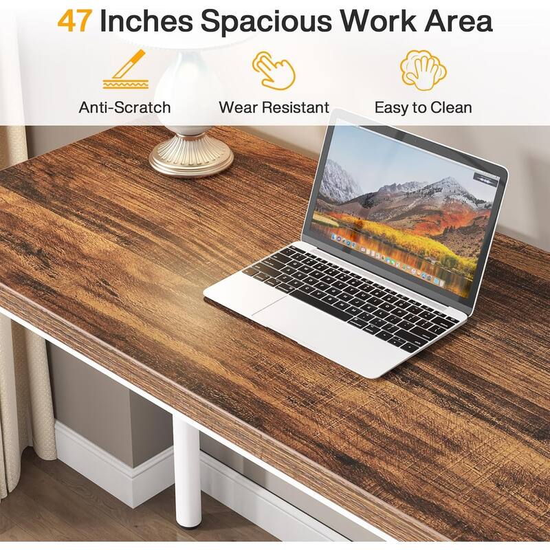 Computer Desk with 5 Drawers, 47 inches Rustic Home Office Desk with Storage, Modern Simple Laptop Desk Study Writing Table