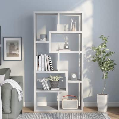 Geometric Contemporary 8-Shelf Display Bookcase by Furniture of America