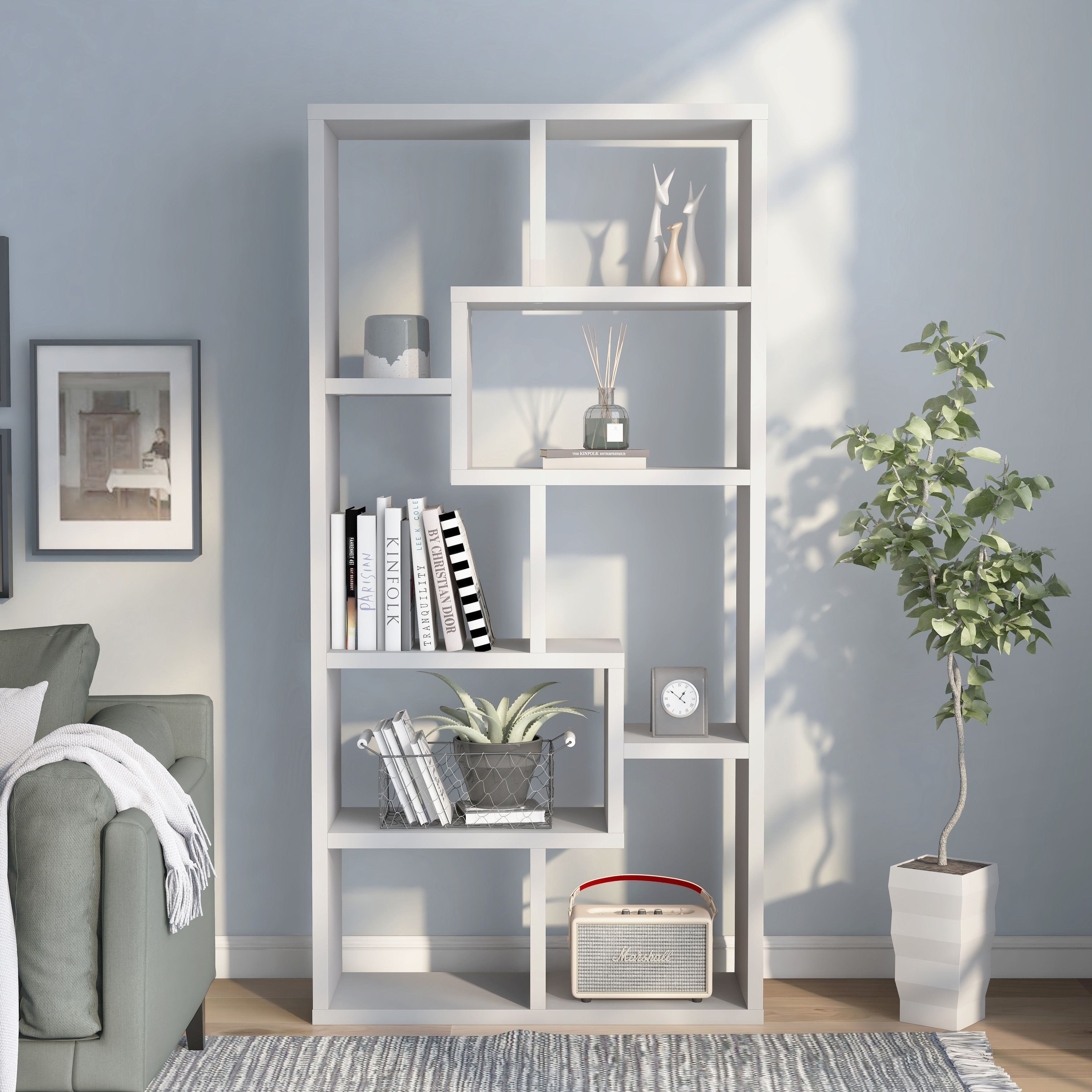 Geometric bookshelf white shop