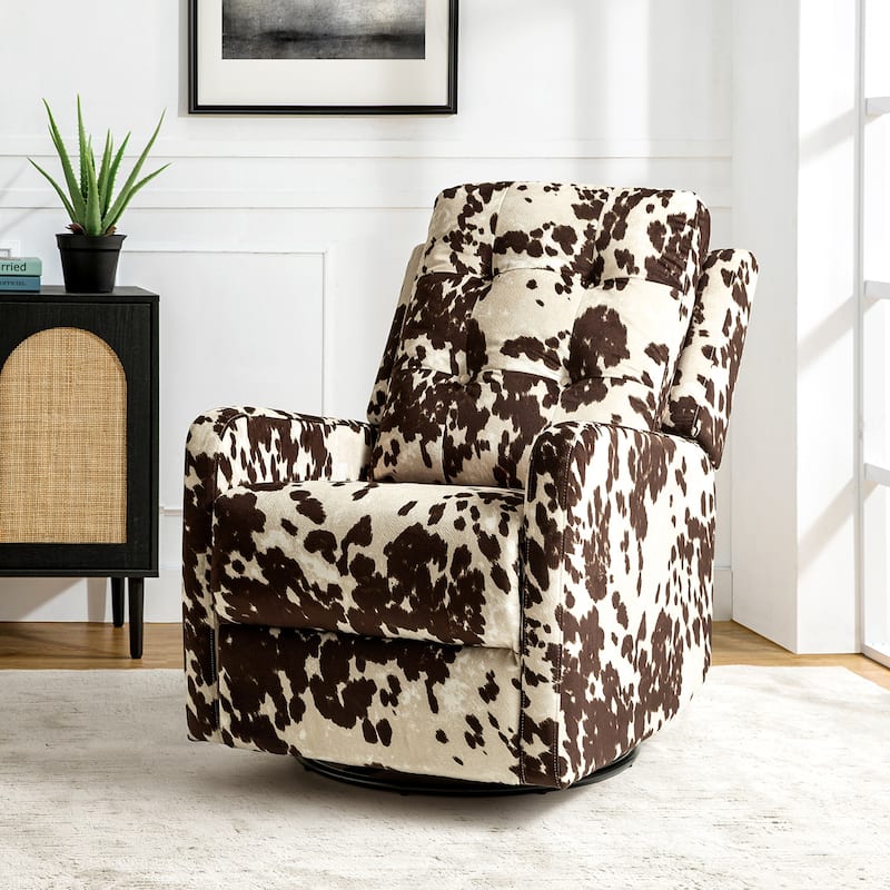 Arlette Contemporary Floral Manual Swivel Recliner with Tufted Back and Angle Adjustment Button
