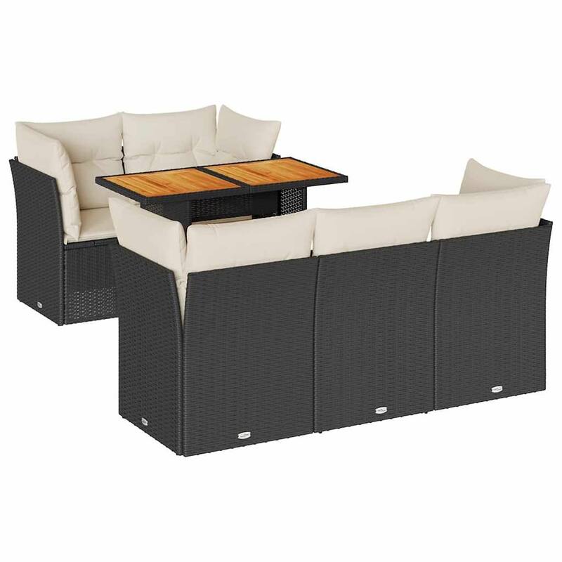 vidaXL Garden Sofa Set Black, Cream White - 21.7 x 39.4 x 28.7