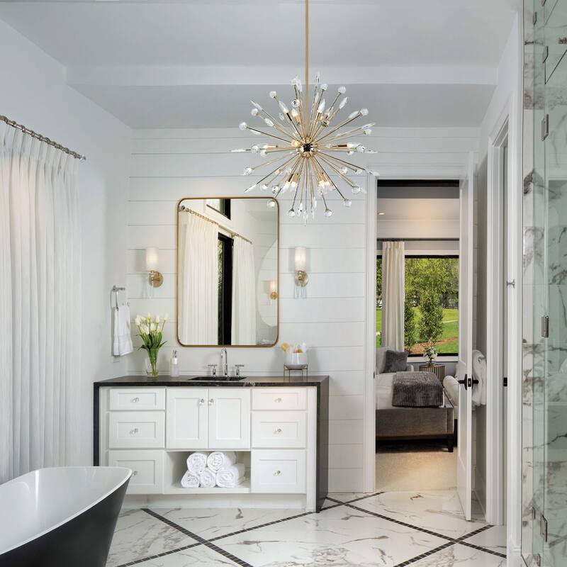 9/12-Light Modern Sputnik Sphere Starburst Crystal Chandelier Semi-Sphere Globe Pendant Light