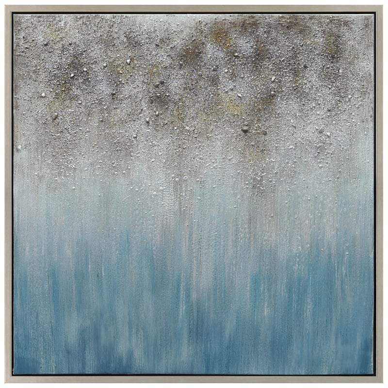 Blue Shadow Textured Glitter Hand Painted Canvas Wall Art