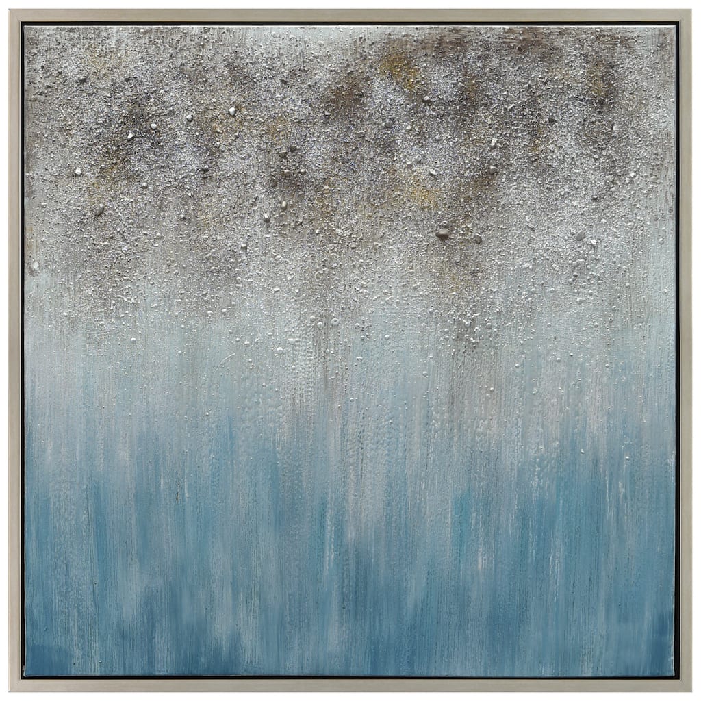 Blue Shadow Textured Glitter Hand Painted Canvas Wall Art