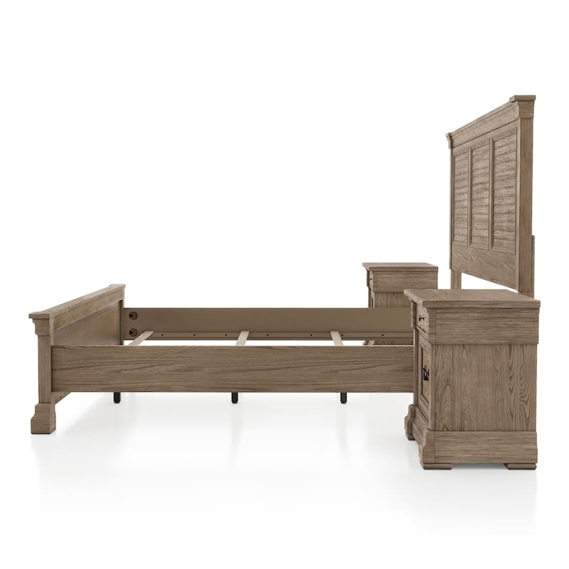 Furniture of America Wacine 3-Piece Weathered Grey Solid Wood Panel Bedroom Set