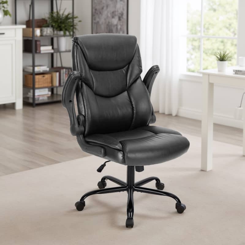 Home Computer Gaming Chair, Ergonomic High Back Heavy Duty Task Desk Office Chairs with Wheels, Flip-up Arms, Adjustable Height