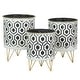 preview thumbnail 4 of 4, Andrey Black/White Hexagonal Indoor Metal Pot Planters (Set of 3) - 11.5"H x 8.5"W x 8.5"D