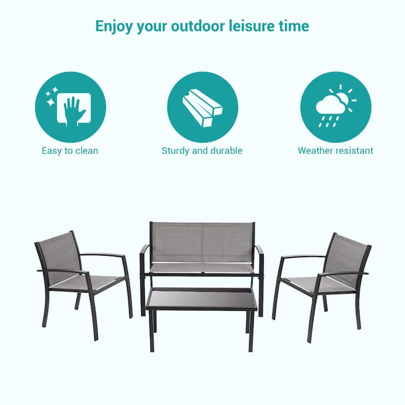 Bonosuki 4 Pieces Patio Furniture Sets Textilene Bistro Sets