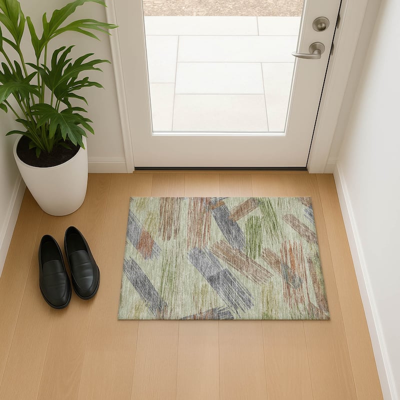 Premium Washable Super Soft Contemporary Mayfield Rug - Aloe - 1'8" x 2'6"