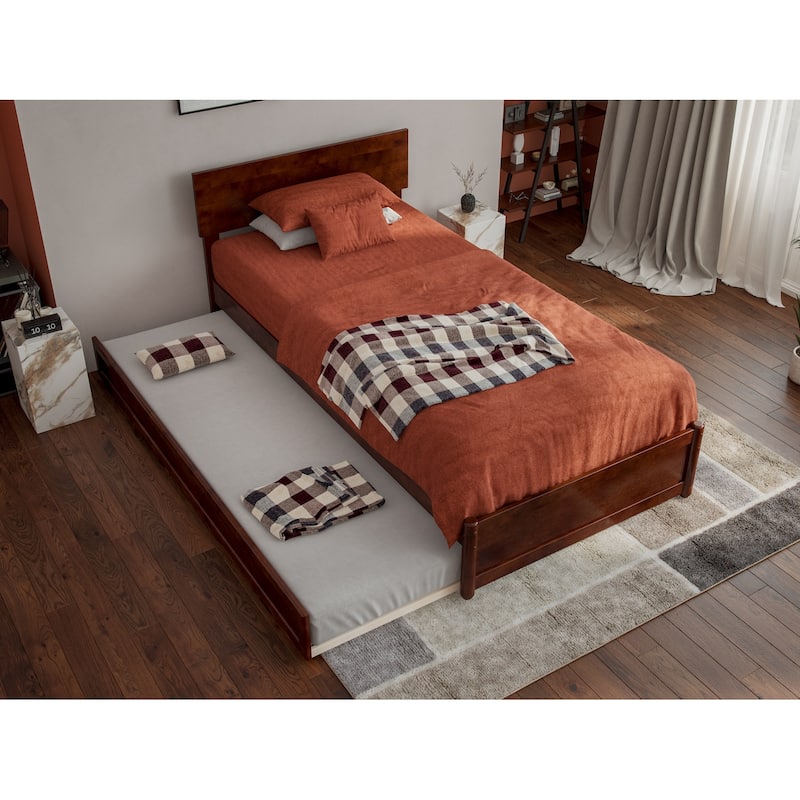 Wesley Platform Bed with Panel Footboard and Twin XL Trundle