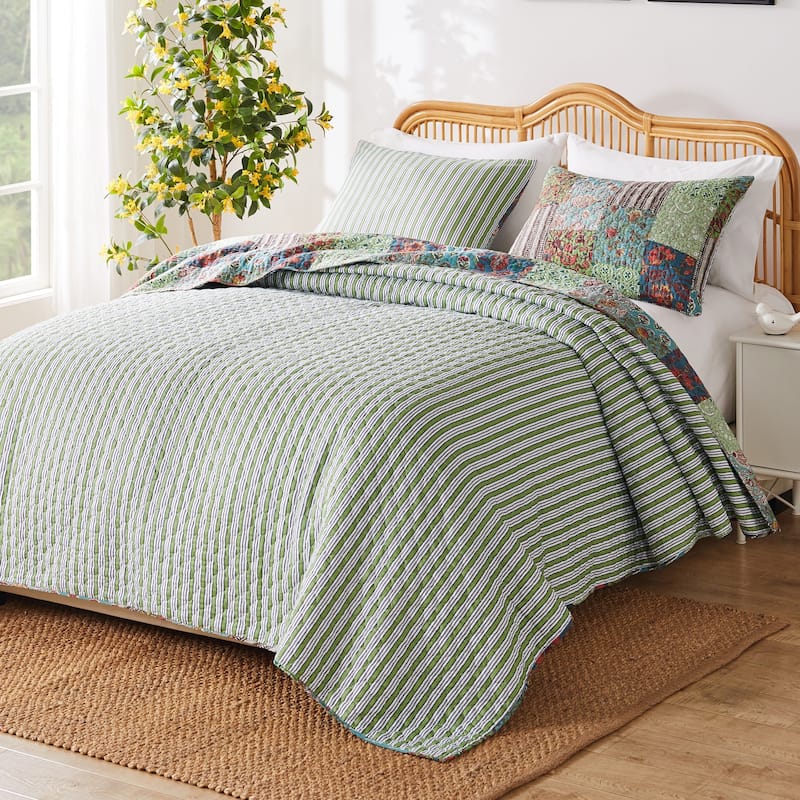 Greenland Home Jasmin Jade - Vintage Boho - Cotton-Rich Quilt Set
